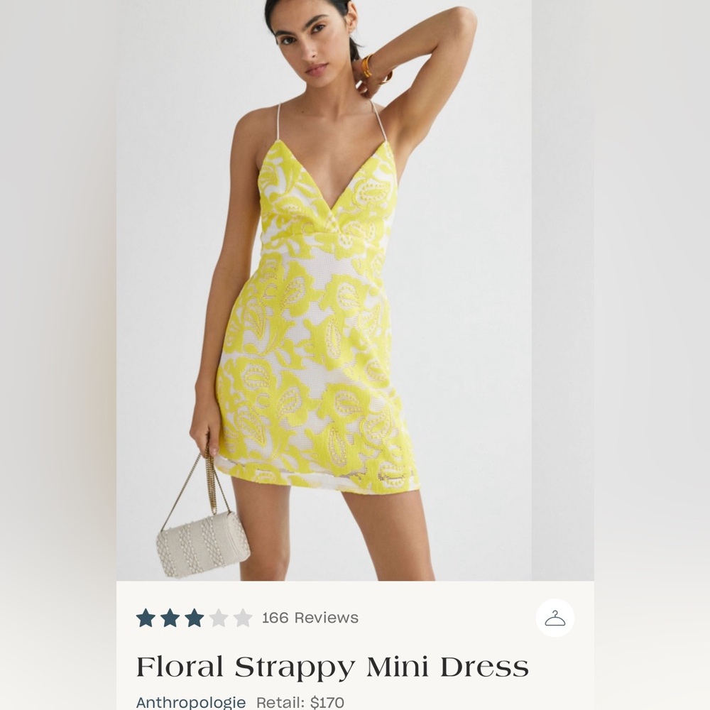 Yellow and White lace Anthropology Dress NWT